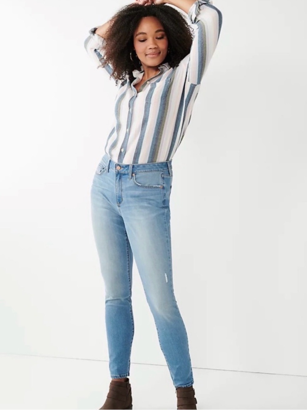 NWT Sonoma Curvy Fit High Rise Skinny Jeans Light Blue Denim Women’s Size 12R
